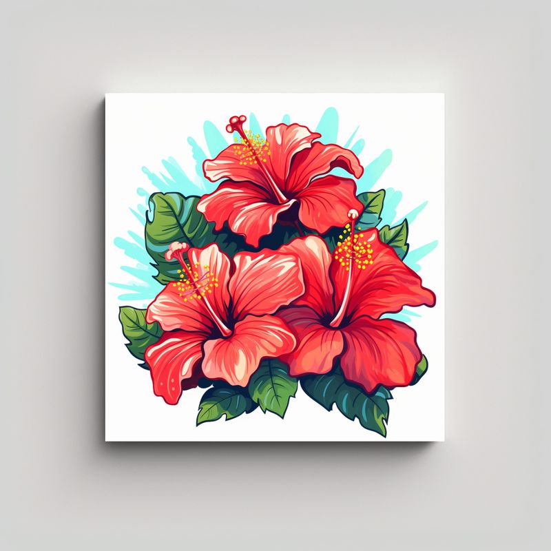 GENERICO - Ilustración Vectorial Flores De Hibiscus 60x60 Cm