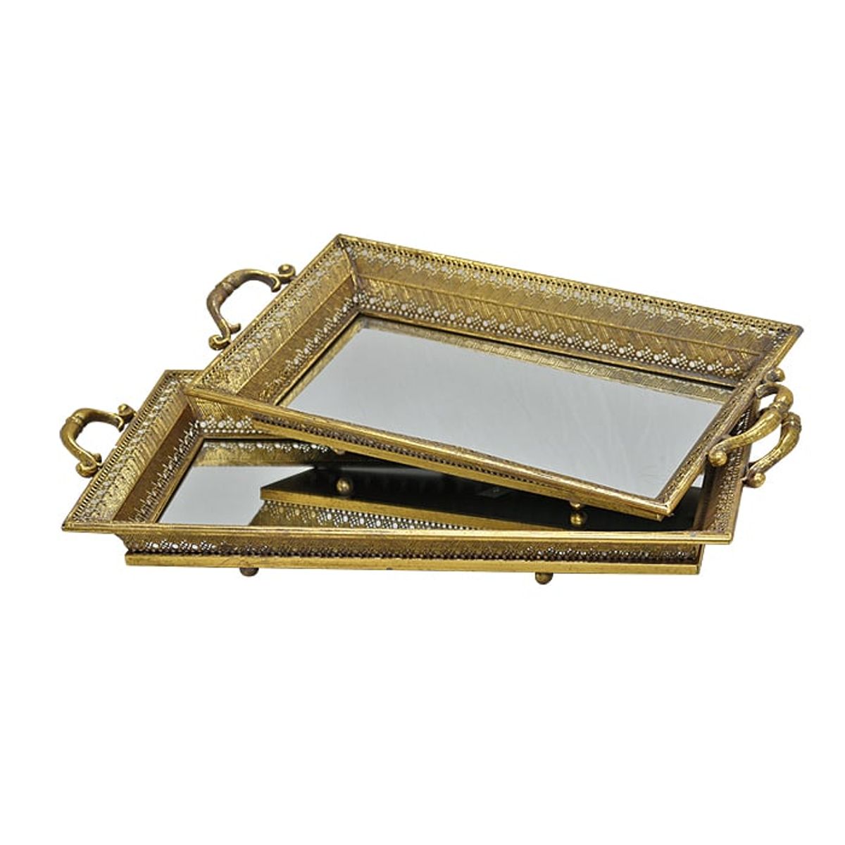 MSA MUEBLES SANTA ANA - Set 2 Bandejas Espejo Luxe Collection