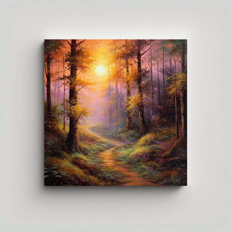 GENERICO - Pintura Al óleo De Hermoso Atardecer En El 80x80 Cm