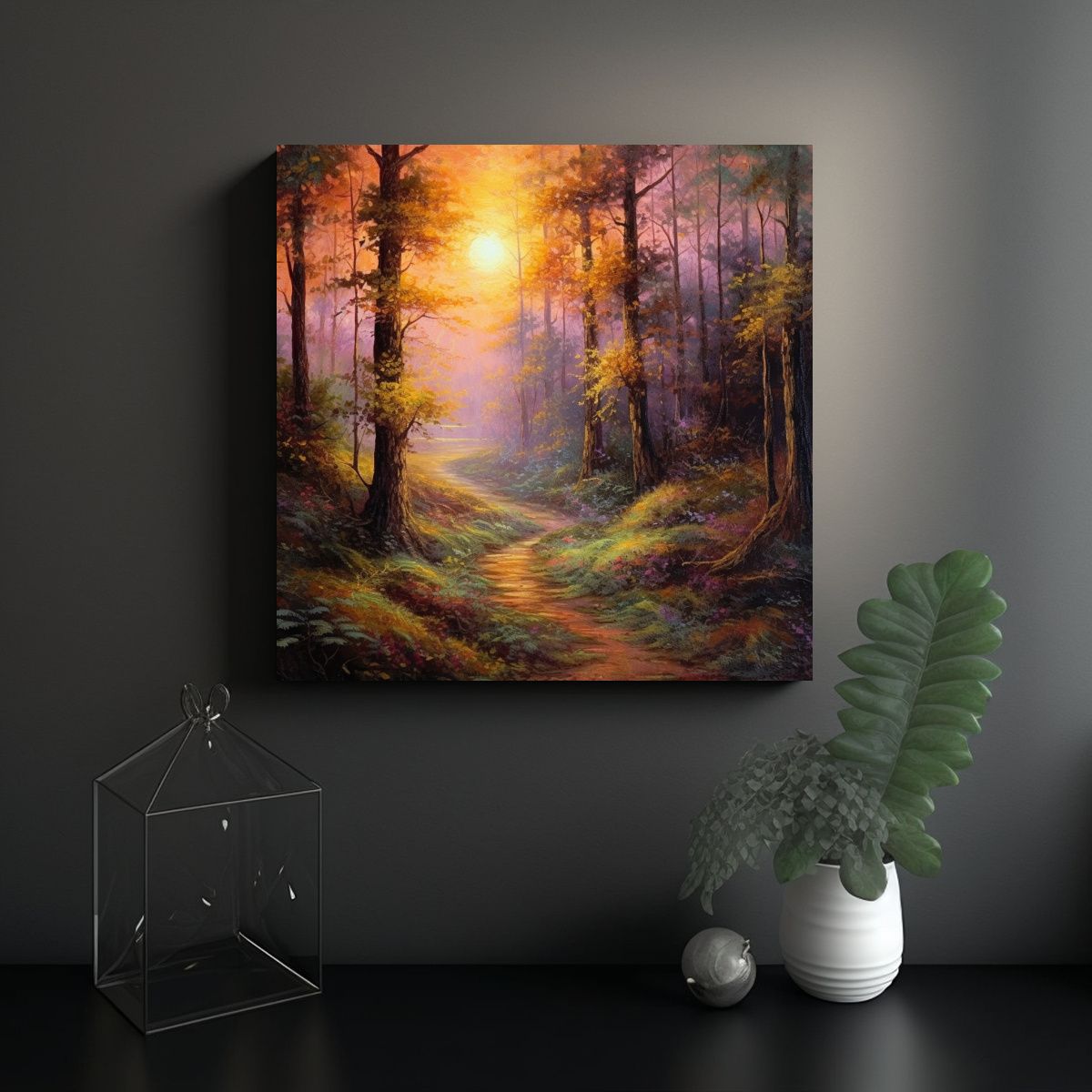 GENERICO - Pintura Al óleo De Hermoso Atardecer En El 80x80 Cm