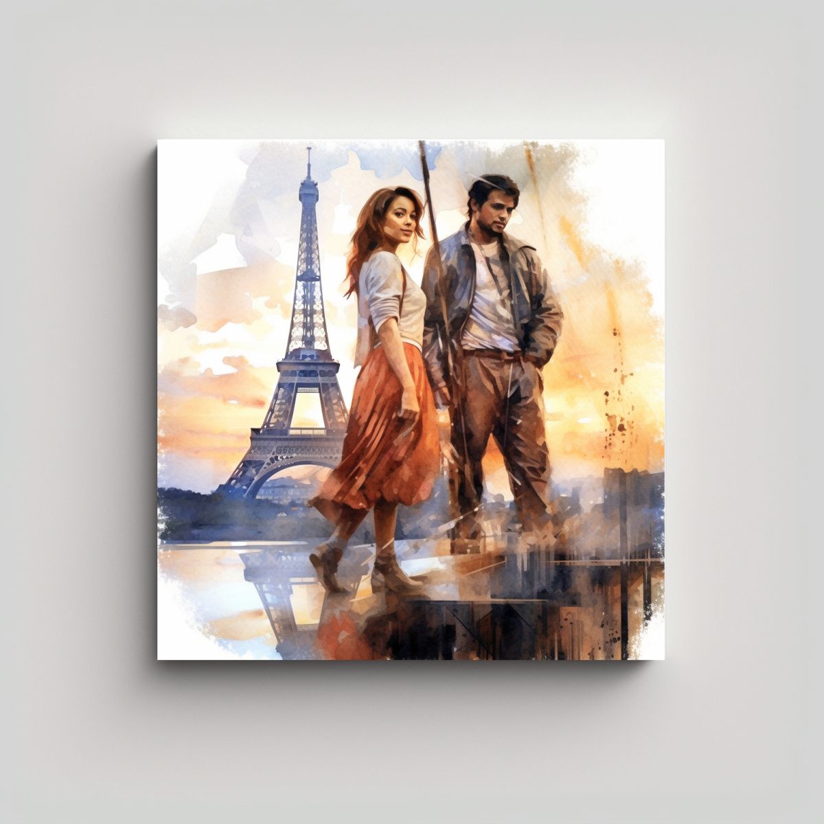 GENERICO - Cuadro En Bastidor Para Comedor Pintura Acuarela 90x90 Cm