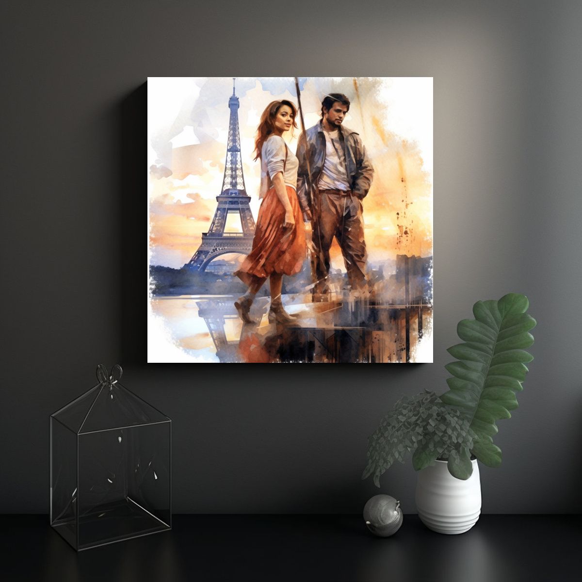 GENERICO - Cuadro En Bastidor Para Comedor Pintura Acuarela 90x90 Cm