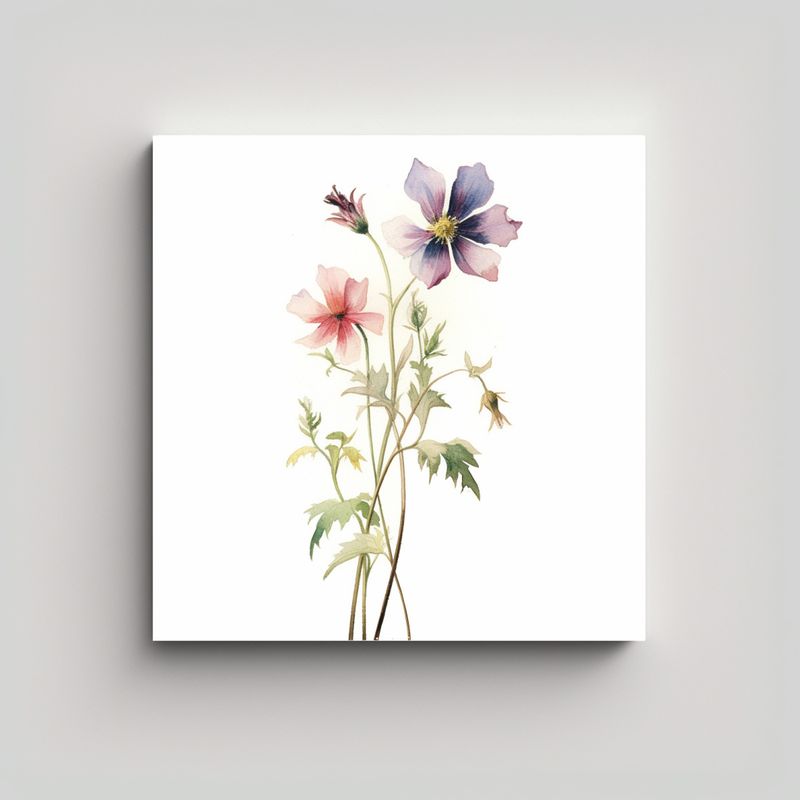 GENERICO - Pintura De Flores Silvestres Acuarela Vintage 70x70 Cm