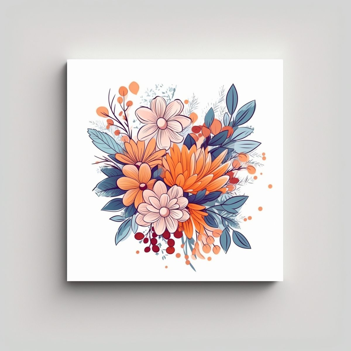 GENERICO - Ilustración Deco Hogar: Cuadro De Bouquet De 60x60 Cm