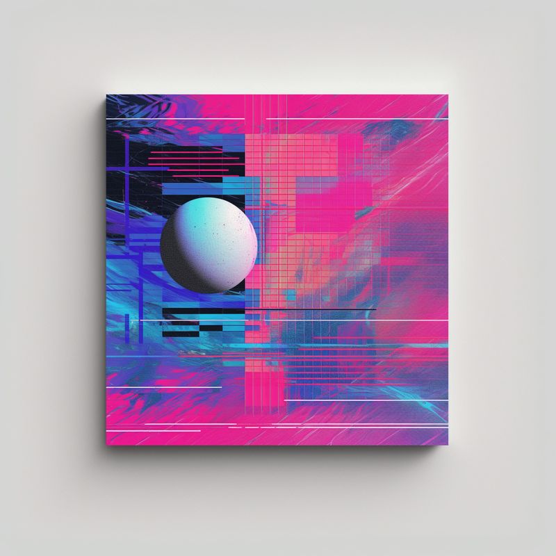 GENERICO - Cuadro De Tela Estilo Retro 80s En Azul, Rosa Y 70x70 Cm