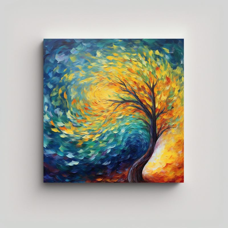 GENERICO - Lienzo Abstracción Color Árbol Hermoso Con 50x50 Cm