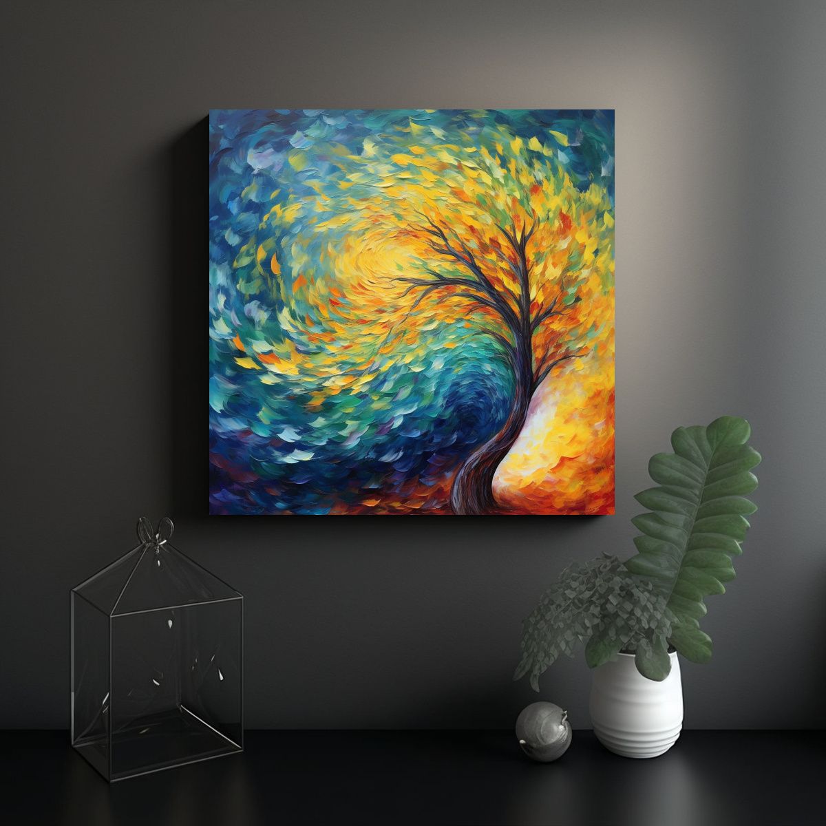 GENERICO - Lienzo Abstracción Color Árbol Hermoso Con 50x50 Cm