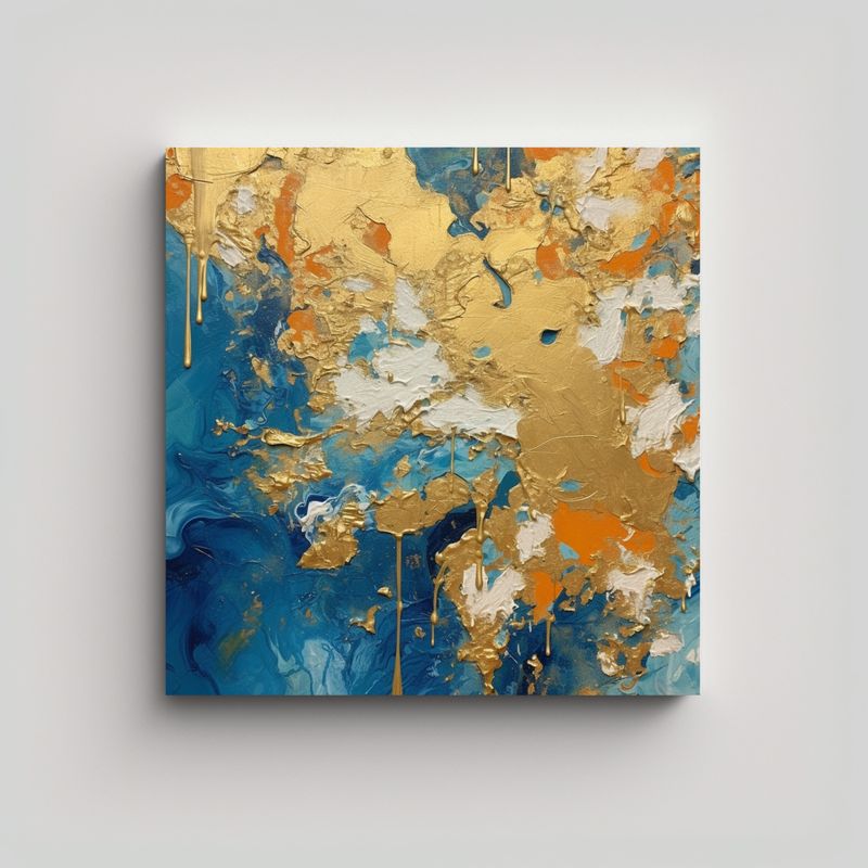 GENERICO - Pintura En Lienzo Vintage Con Acrílicos Y Pan De 90x90 Cm