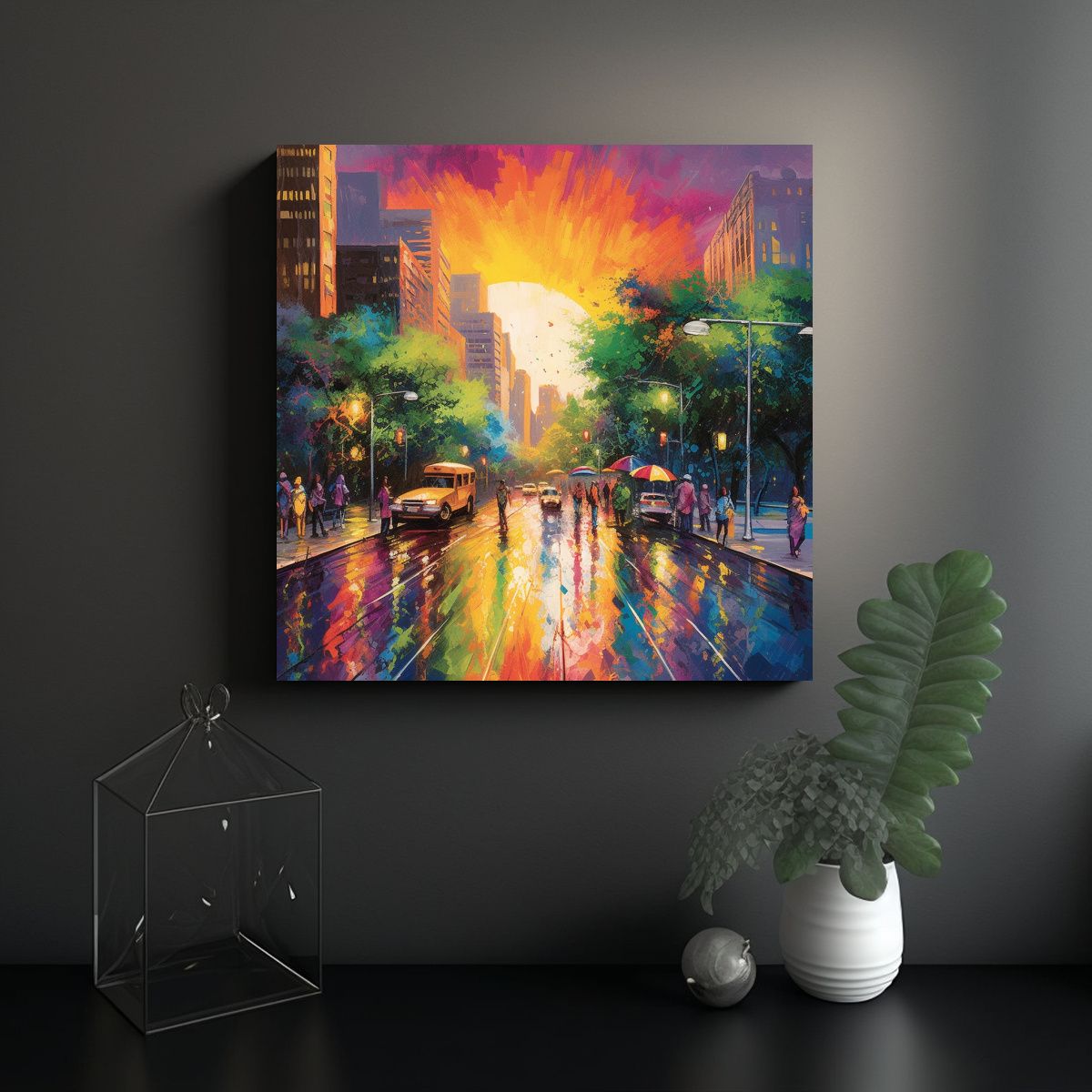 GENERICO - Pintura Abstracta Económica Que Representa 90x90 Cm