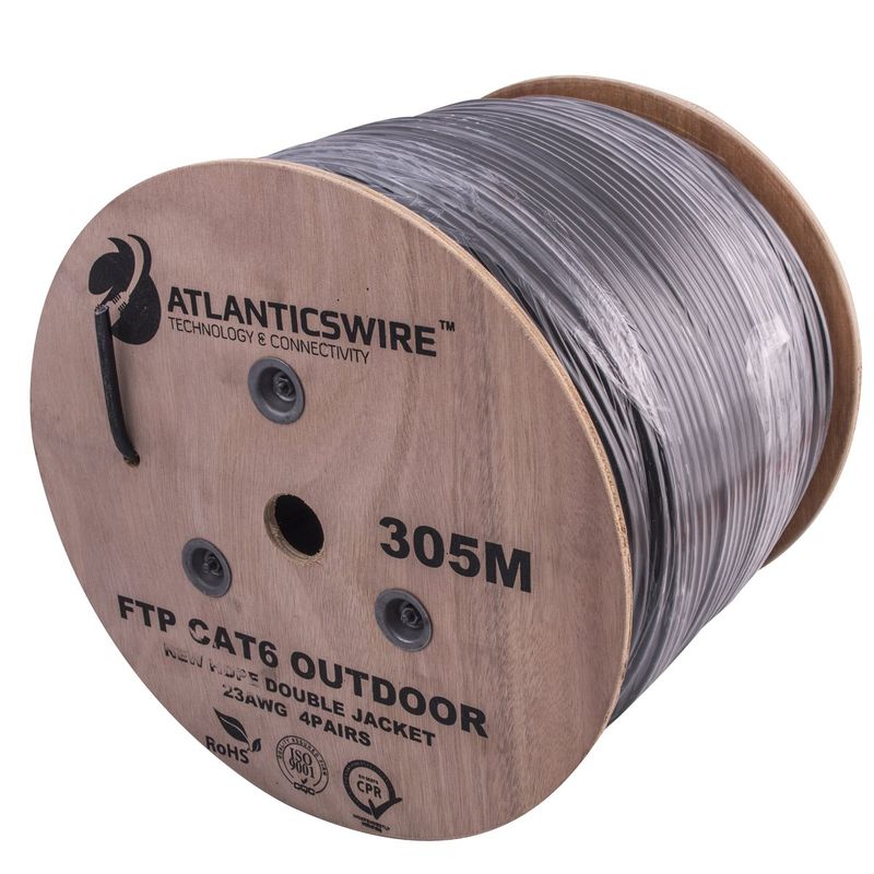 ATLANTICSWIRE - CABLE FTP CAT6, 23 AWG, CCA, 305 MTS.CCA PVC. NEGRO. EXTERIOR
