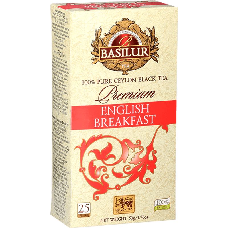 BASILUR - Té Premium - English Breakfast - 25 Bolsitas - Basilur
