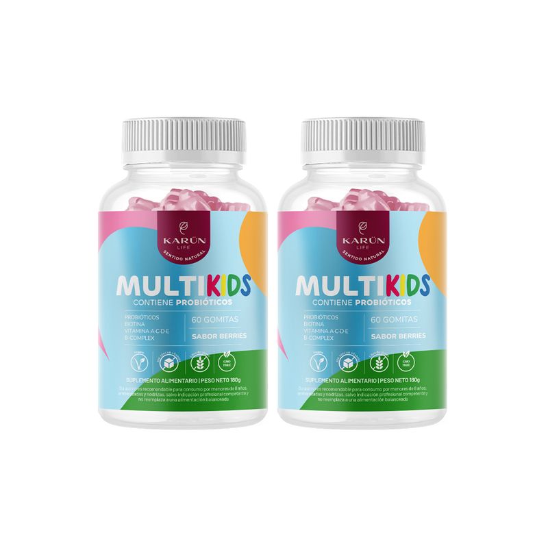 KARUNLIFE - Pack Doble Gomitas MultiKids 120 un Sabor Cereza Karun Life