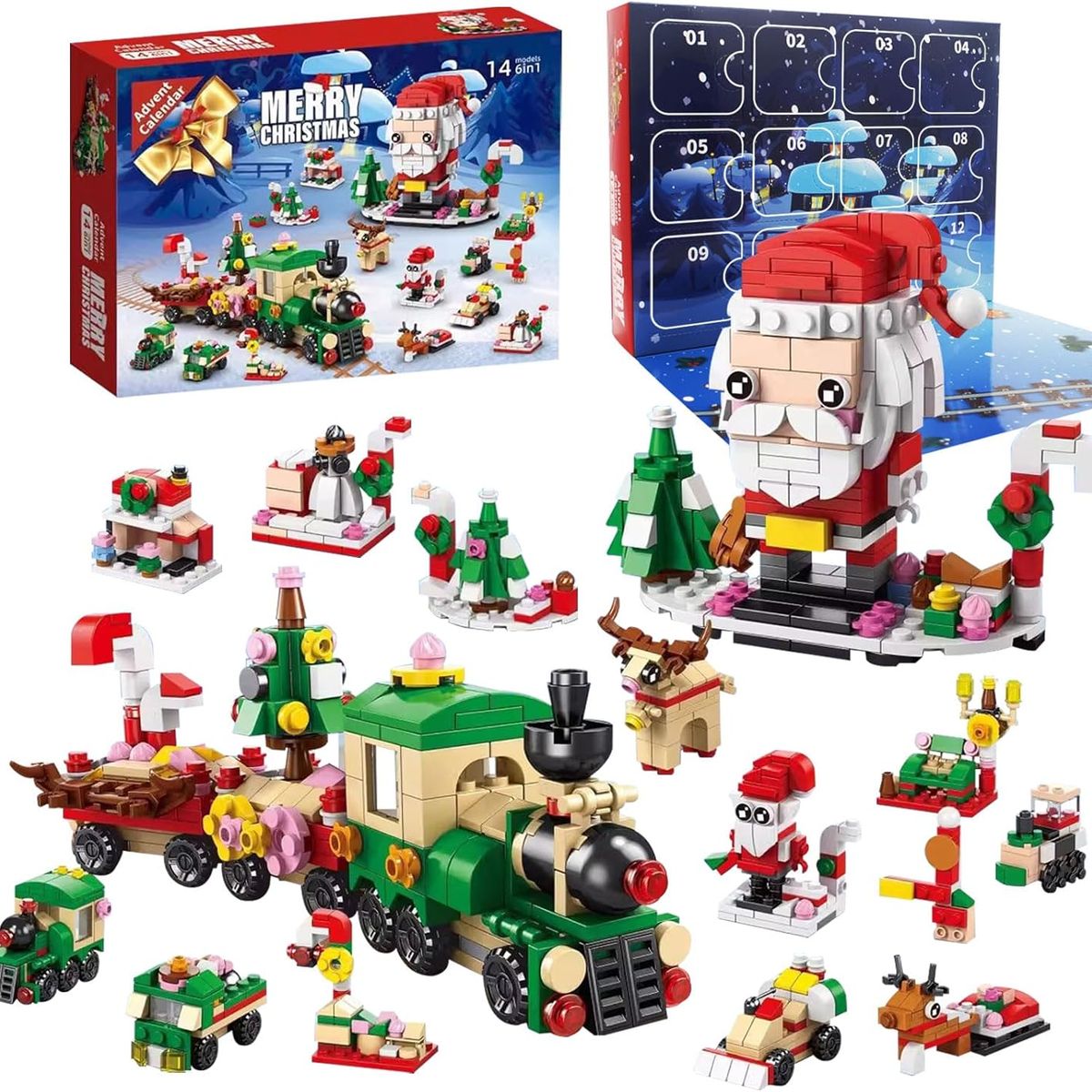 TIOZONEY - Calendario de Adviento de Navidad 6 en 1 tren de Papá Noel