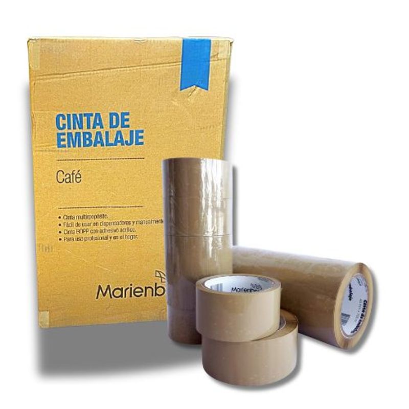 MARIENBERG - Cinta de embalaje 40mts color café Pack de 48 uds