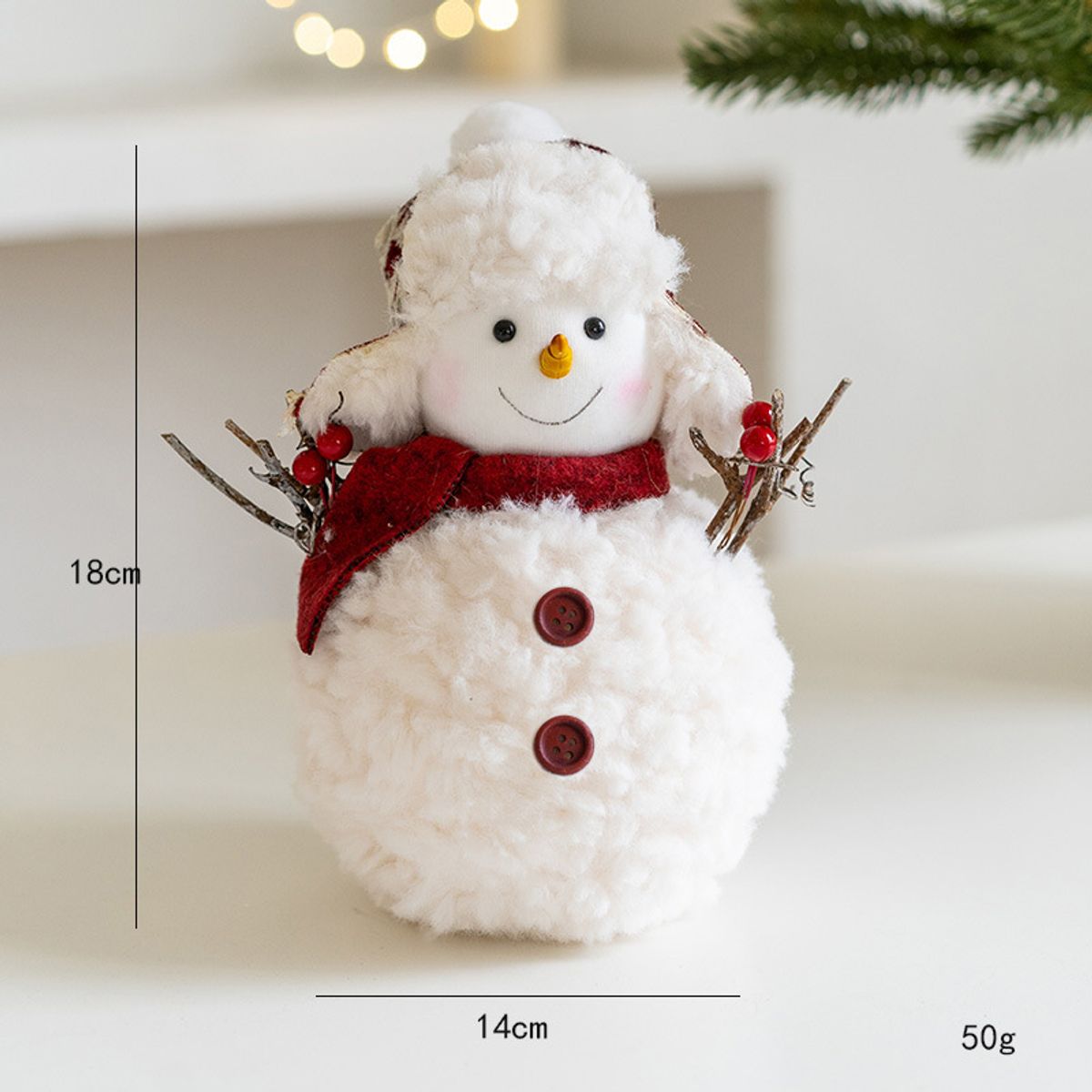 TIOZONEY - Muñeco de nieve de peluche navideño - 18cm