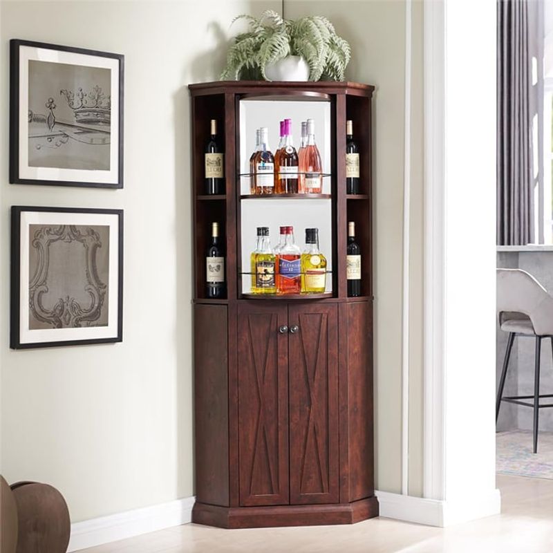 MSA MUEBLES SANTA ANA - Vitrina Esquinero Mahogamy JZ88