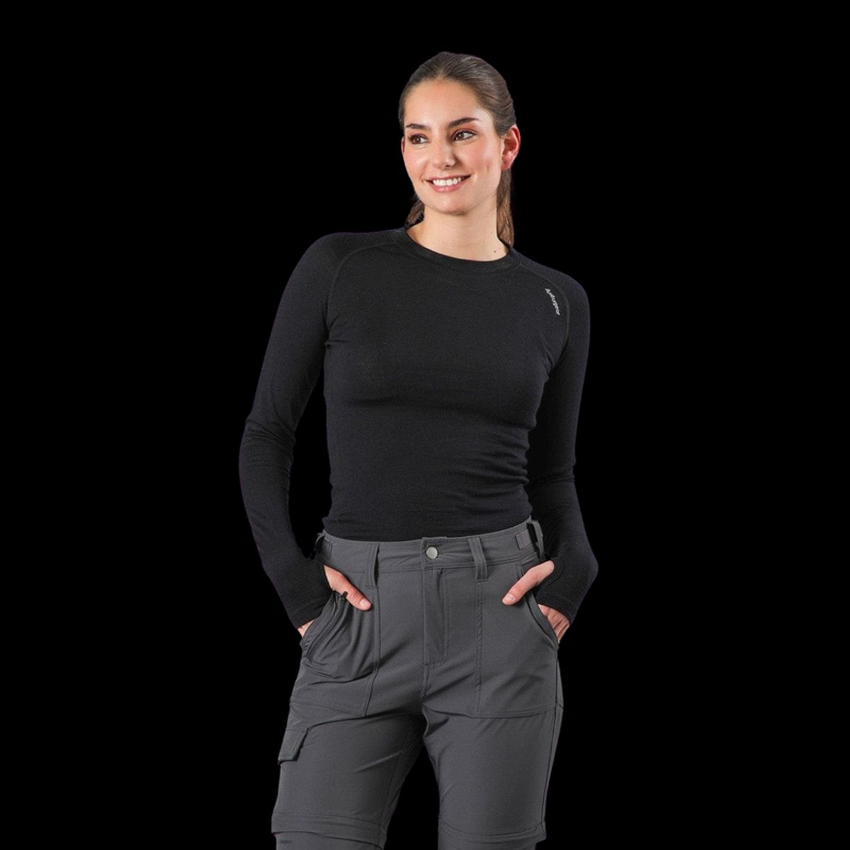 ANDESGEAR - Primera Capa Expedicion Lana Merino Mujer Negro