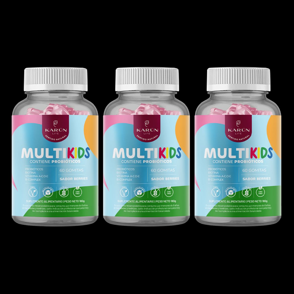 KARUNLIFE - Pack x3 Gomitas MultiKids 180 Un Karun Life