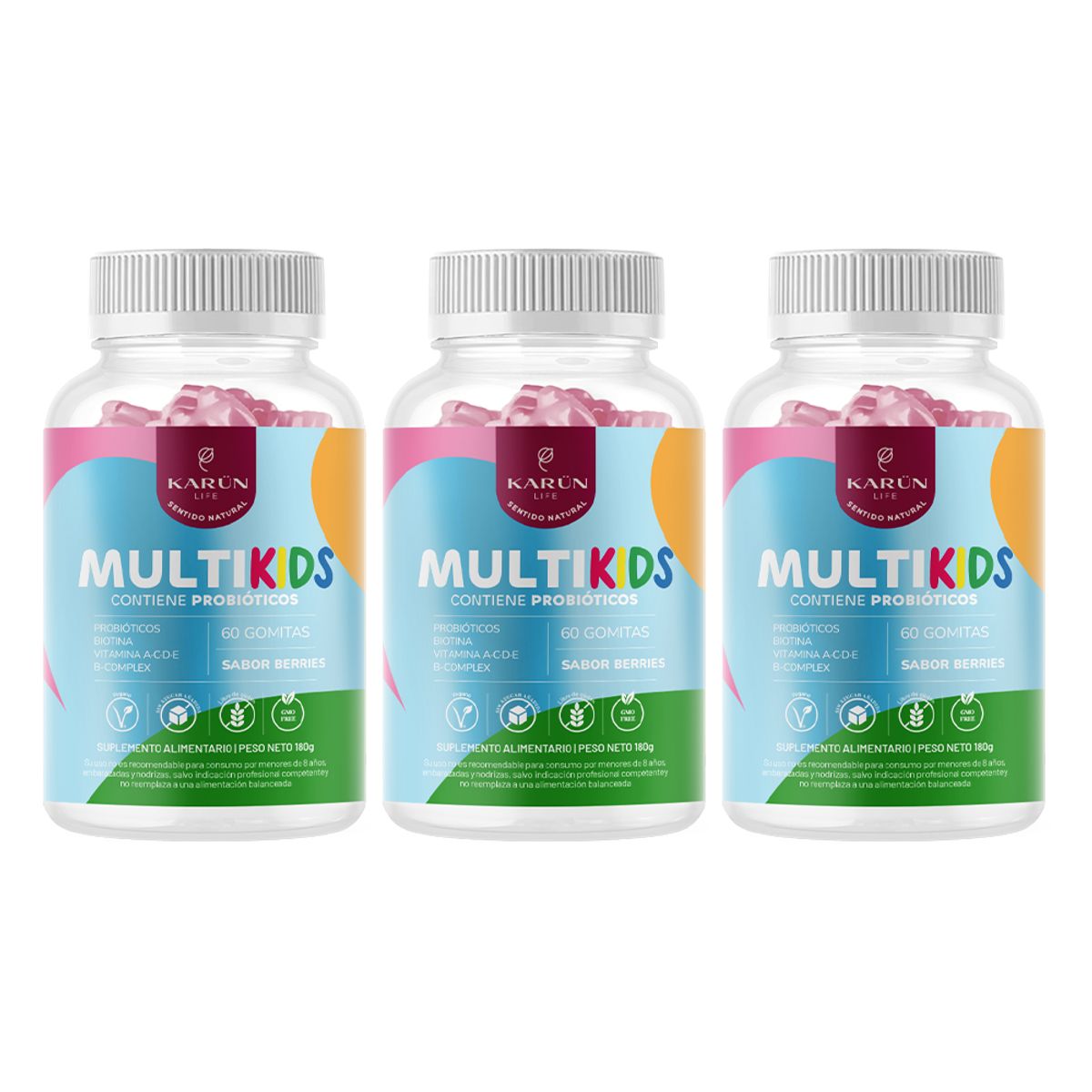 KARUNLIFE - Pack x3 Gomitas MultiKids 180 Un Karun Life