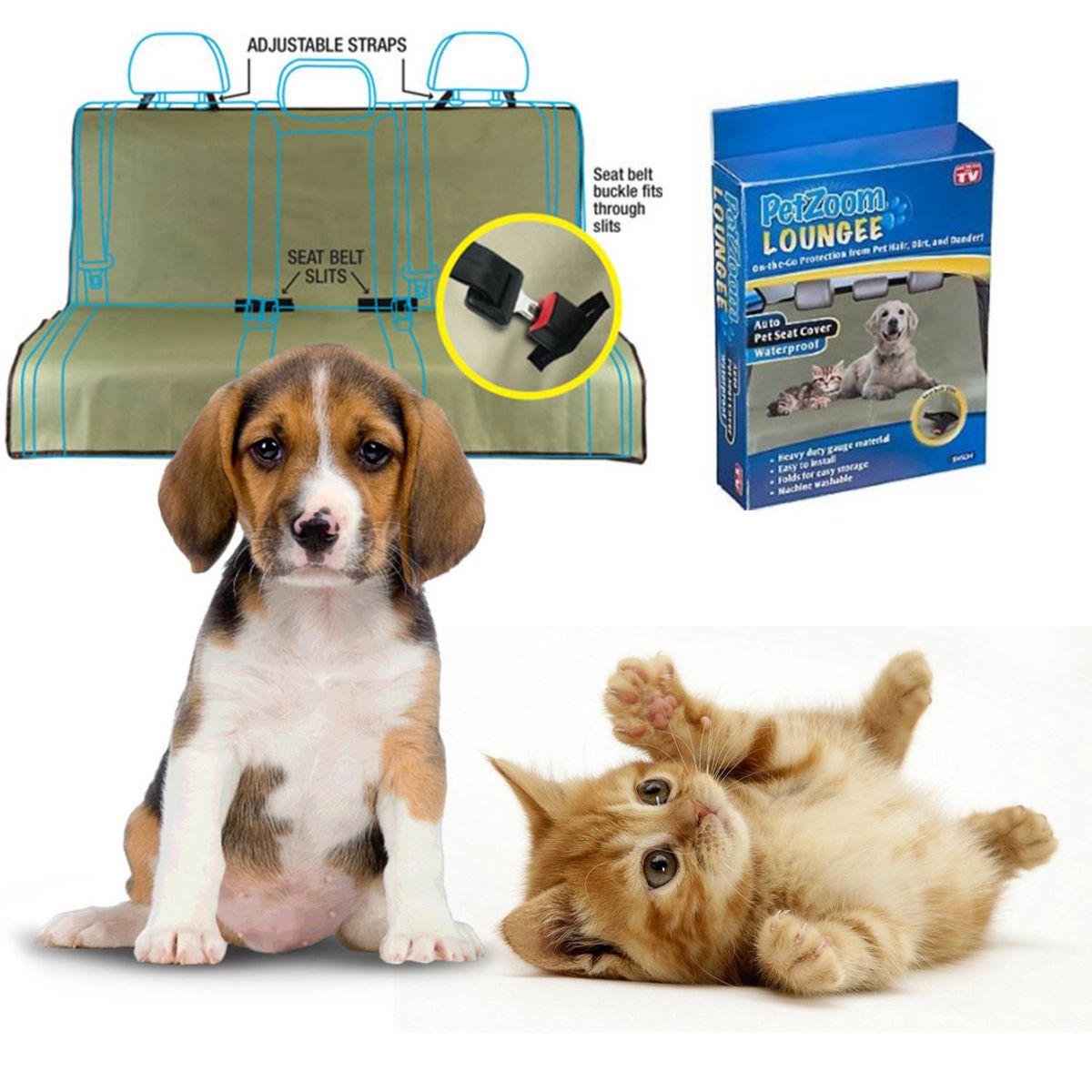 MOVI - FUNDA DOBLE CUBRE ASIENTO TRASERO DE AUTO PARA MASCOTAS