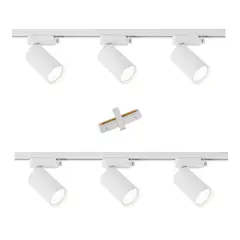 WANT - Lámpara 6 Focos Blancos Luz Cálida con 2 Riel de 1 mt más Unión