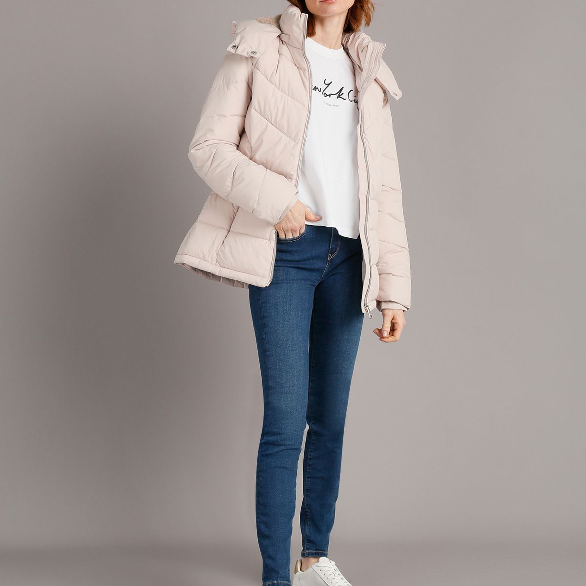 CALVIN KLEIN - Parka Strech Packable Beige Calvin Klein