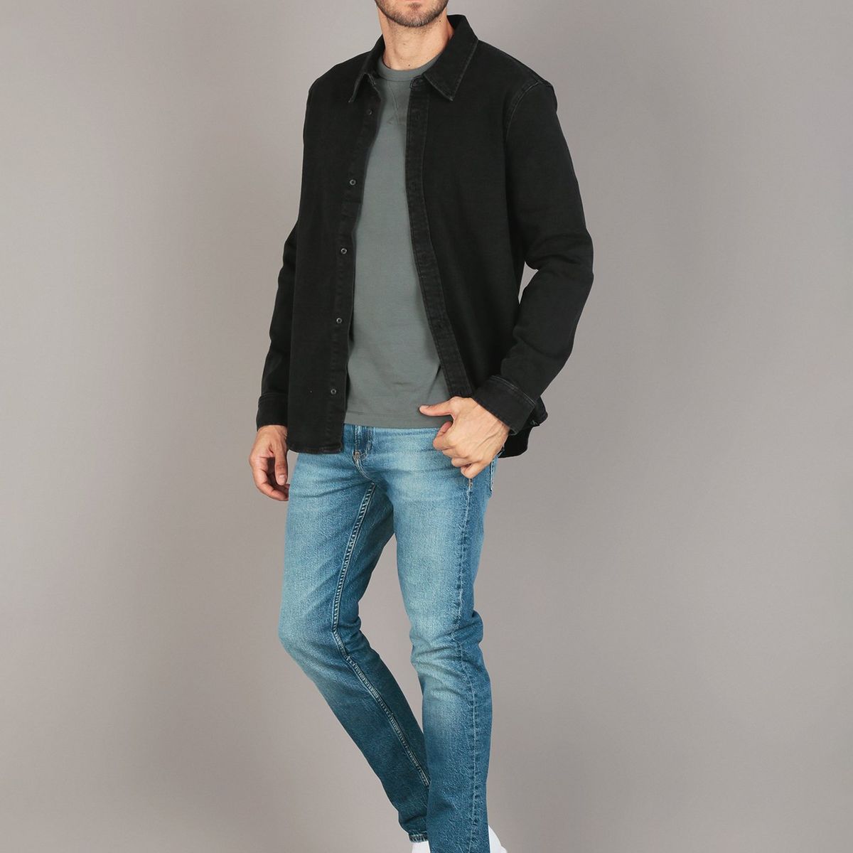 CALVIN KLEIN - Camisa Slim Denim Negro Calvin Klein