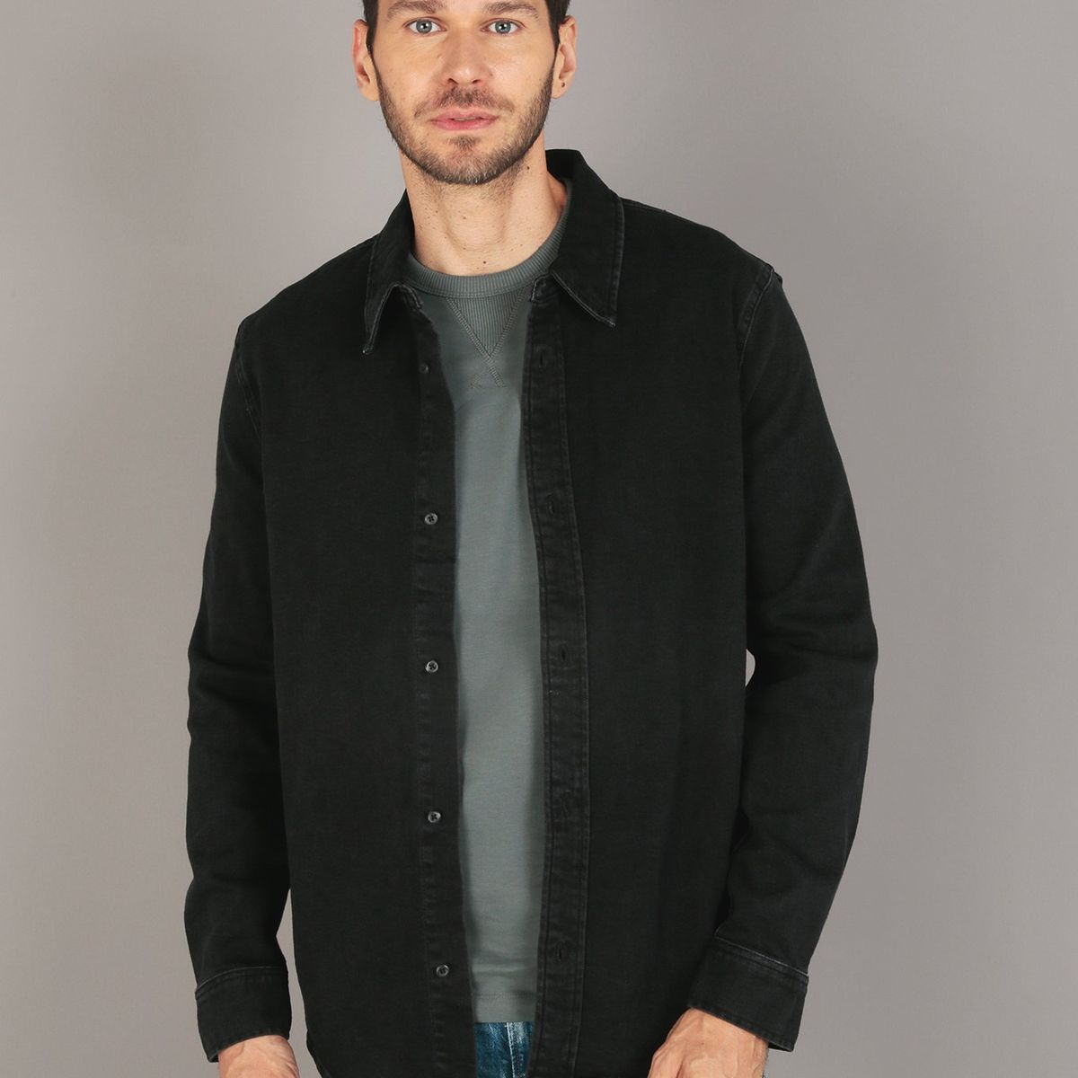 CALVIN KLEIN - Camisa Slim Denim Negro Calvin Klein