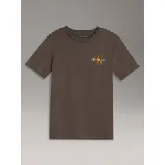 CALVIN KLEIN - Polera Niño Chest Monologo Café
