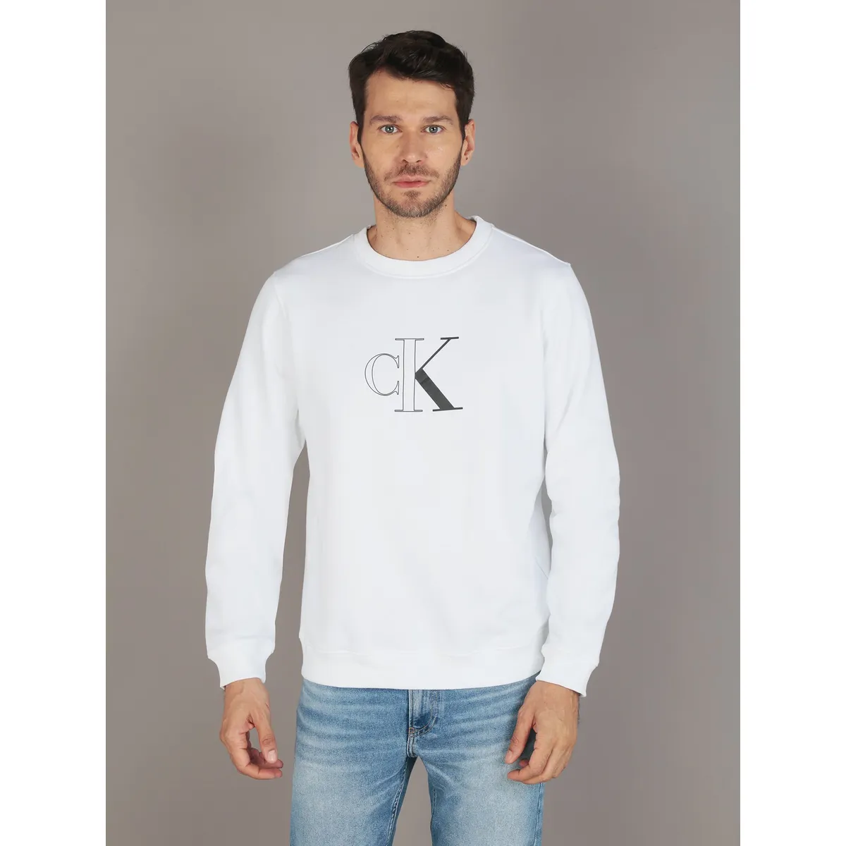 CALVIN KLEIN - Polerón Outline Monologo Blanco Calvin Klein