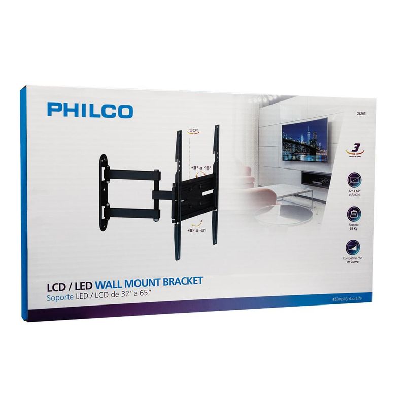 PHILCO - Soporte TV 32” - 65” con 3 Articulaciones 35 kg máx.