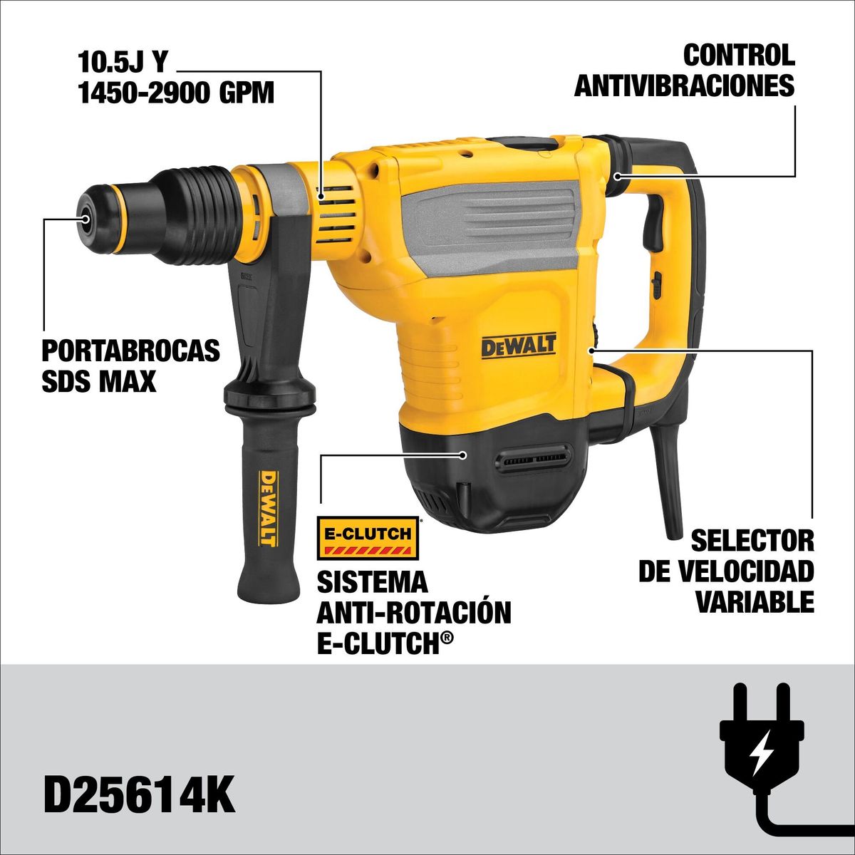 DEWALT - Rotomartillo SDS MAX 1-3/4' -45mm- 1350W DEWALT D25614K-B2