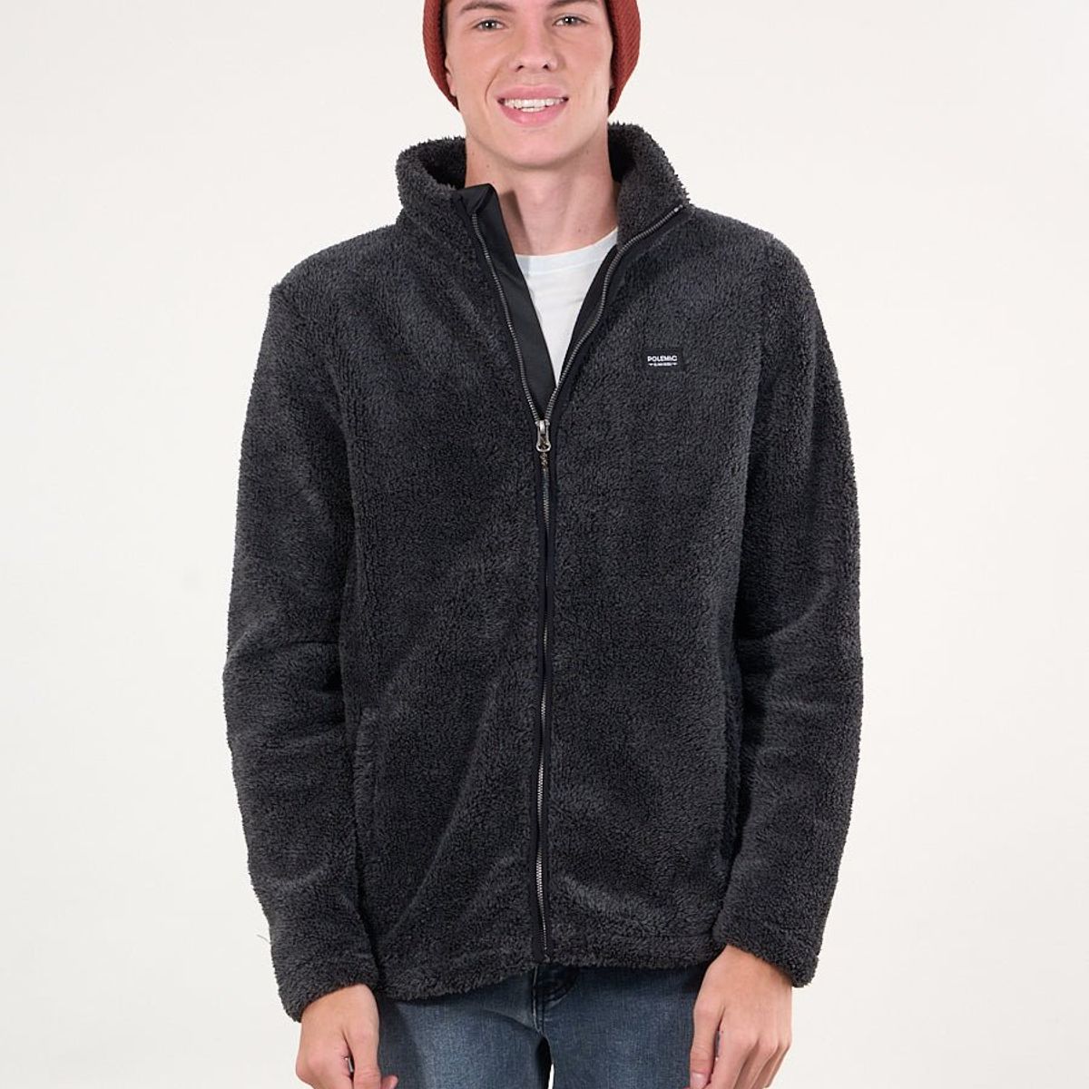 POLEMIC - Poleron Bonded Shaggy sin gorro Negro wi8300 Polemic