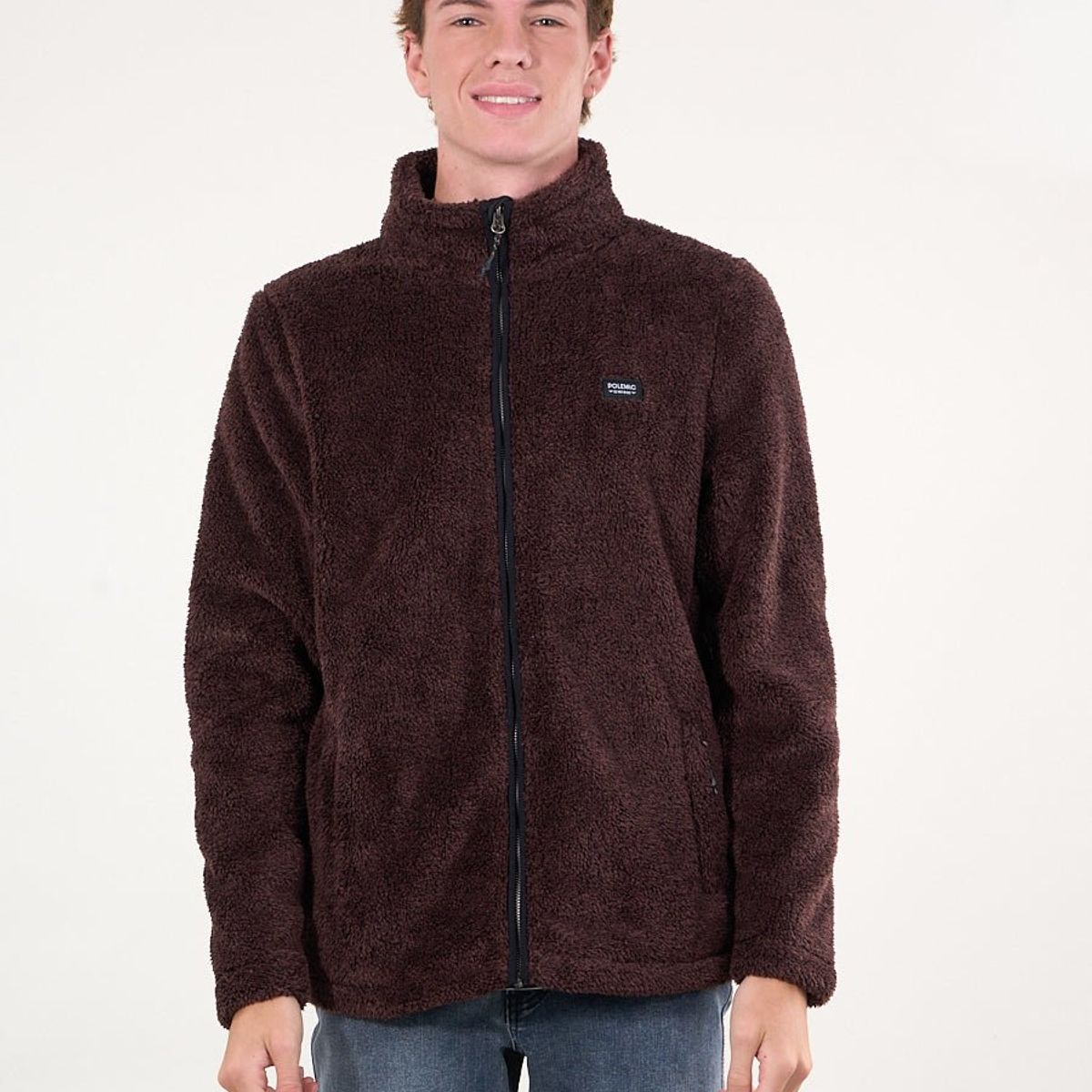 POLEMIC - Poleron Bonded Shaggy sin gorro Burdeo wi8300 Polemic