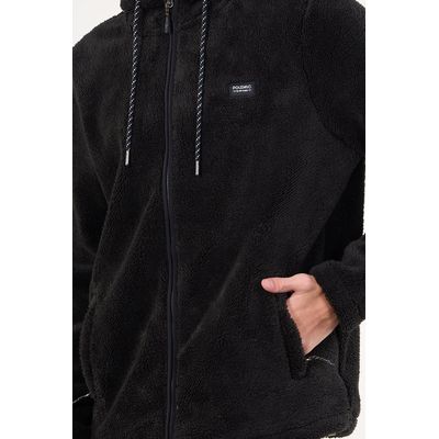 Imagen 2 del producto Poleron Bonded Shaggy con gorro Negro wi8301