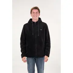 POLEMIC - Poleron Bonded Shaggy con gorro Negro wi8301