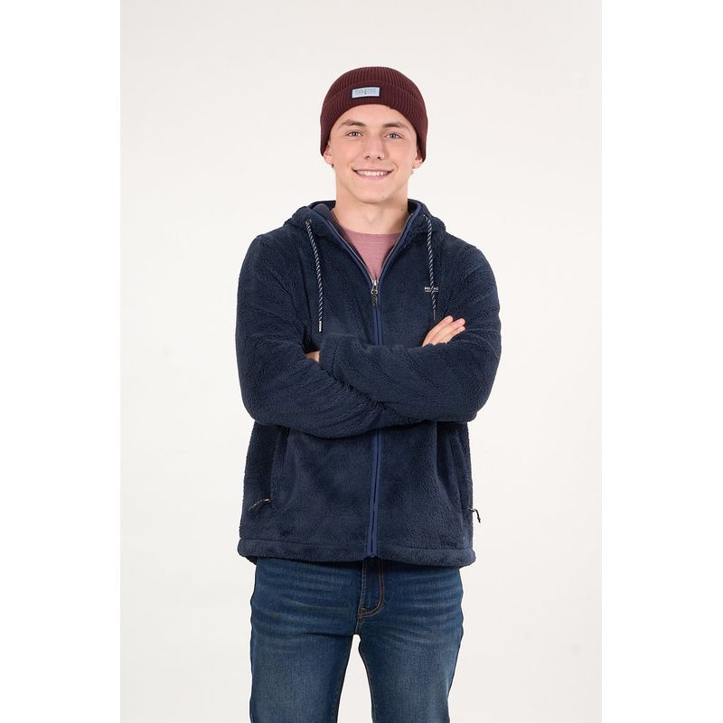 POLEMIC - Poleron Bonded Shaggy con gorro Azul wi8301 Polemic