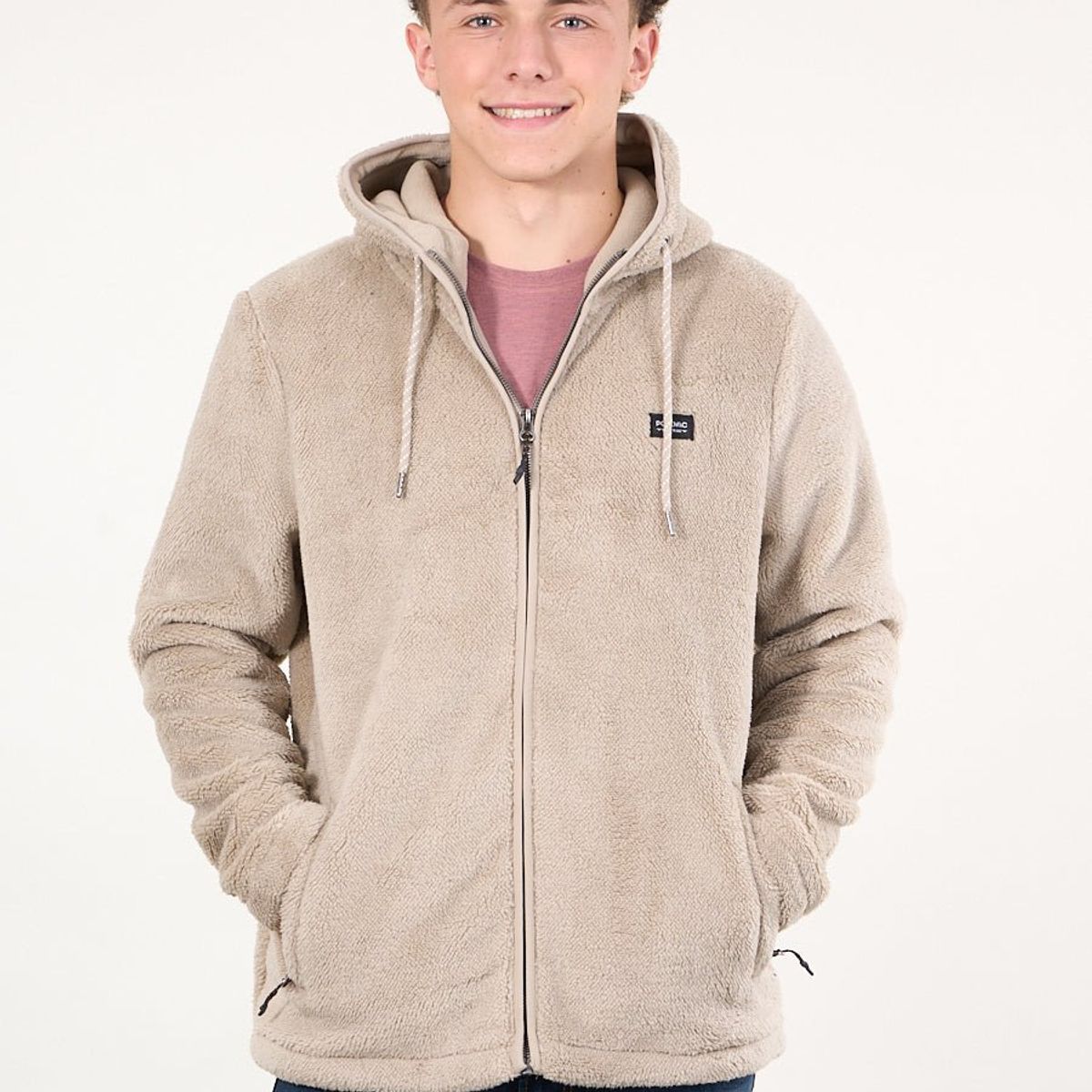 POLEMIC - Poleron Bonded Shaggy con gorro Crudo wi8301 Polemic