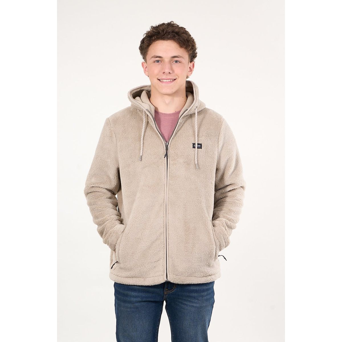 POLEMIC - Poleron Bonded Shaggy con gorro Crudo wi8301 Polemic