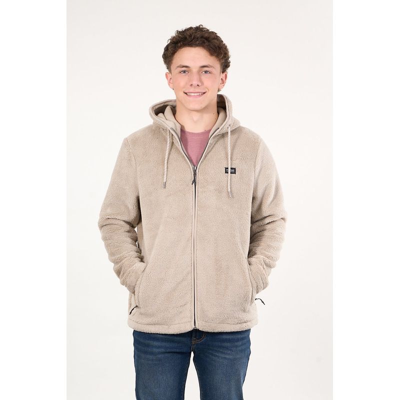 POLEMIC - Poleron Bonded Shaggy con gorro Crudo wi8301 Polemic
