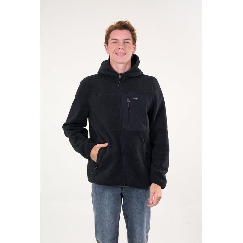 POLEMIC - Poleron Micropolar Full Zipper y gorro Negro wi8306 Polemic
