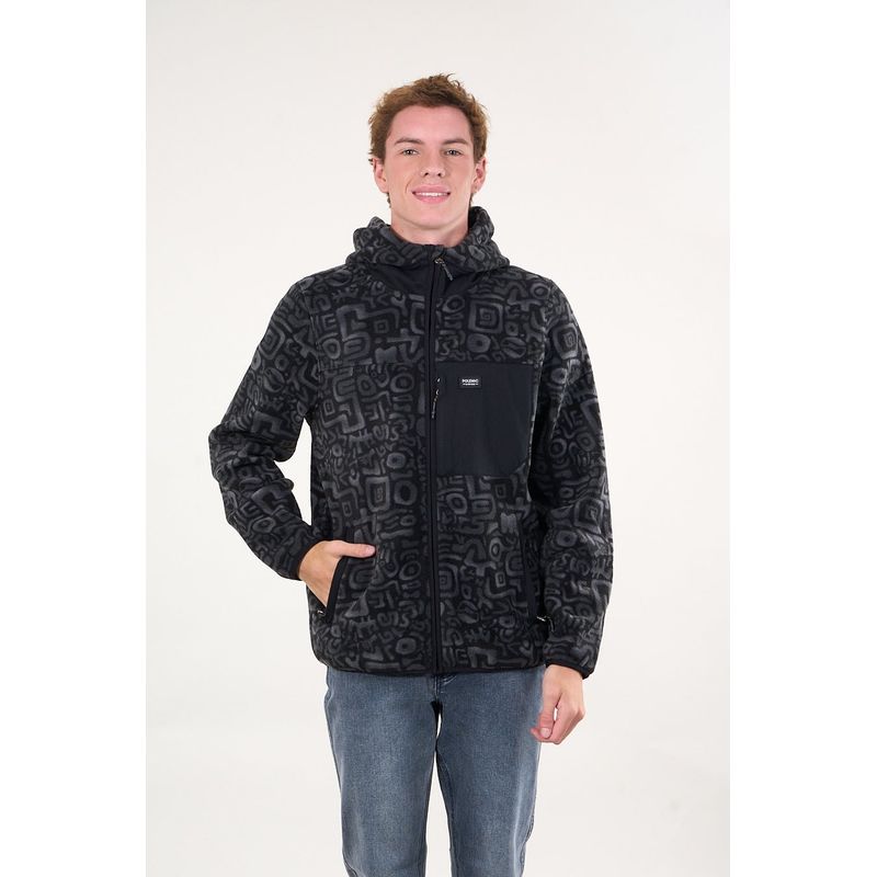 POLEMIC - Poleron Micropolar Full Zipper y gorro Negro wi8308 Polemic