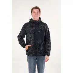 POLEMIC - Poleron Micropolar Full Zipper y gorro Negro wi8308
