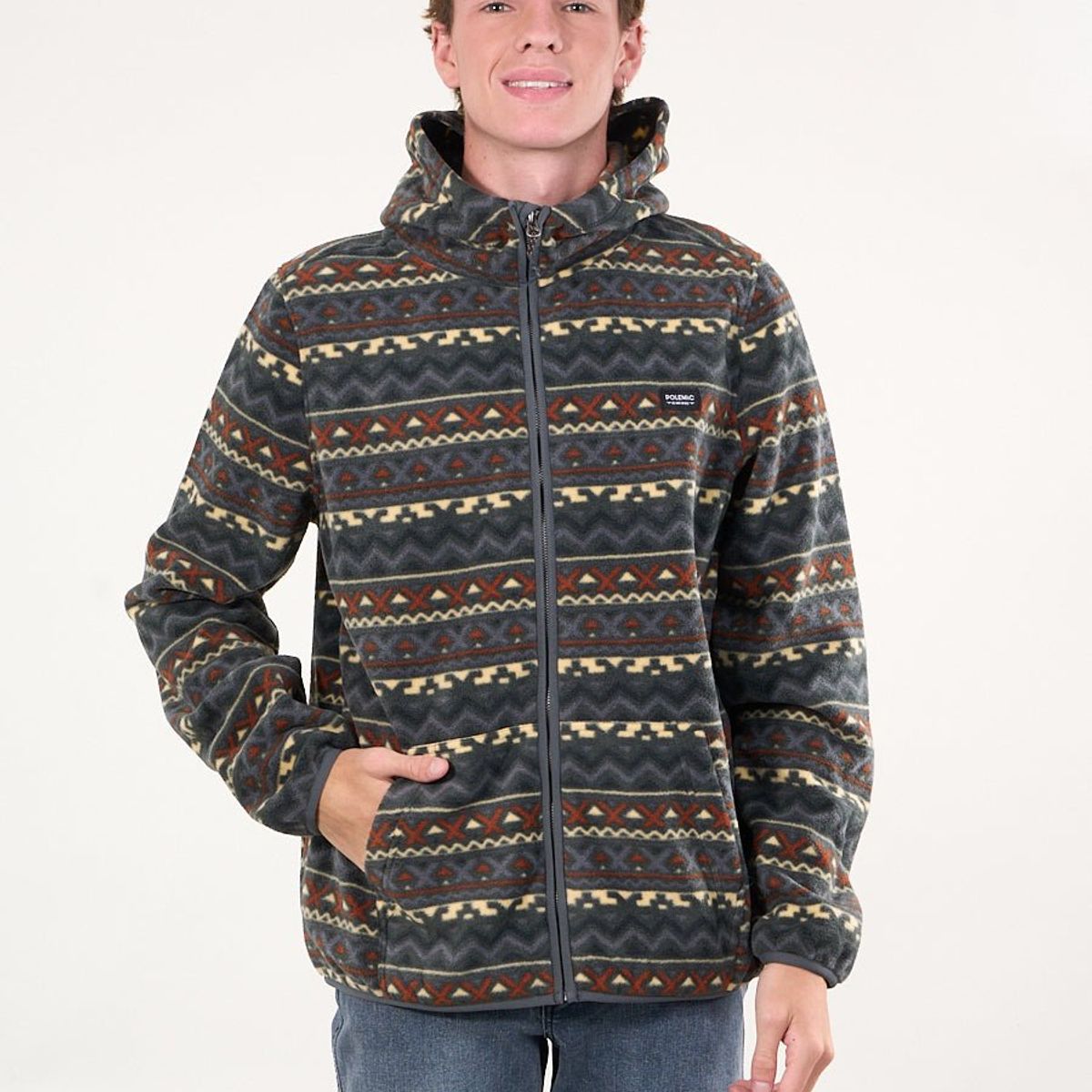 POLEMIC - Poleron Micropolar cierre y gorro Gris wi8309 Polemic.