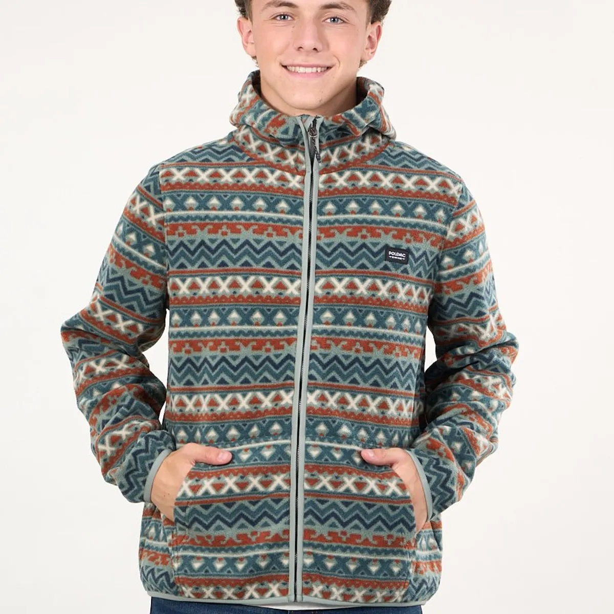 POLEMIC - Poleron Micropolar cierre y gorro Verde Oliva wi8309 Polemic