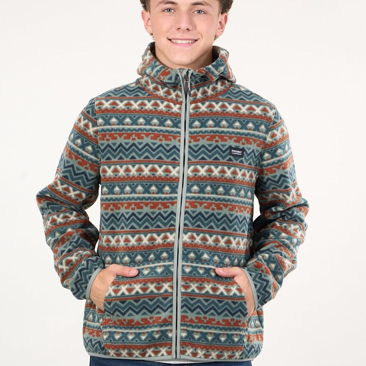 POLEMIC - Poleron Micropolar cierre y gorro Verde Oliva wi8309 Polemic