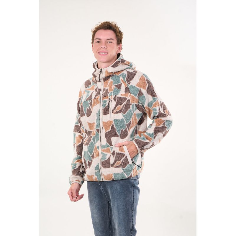 POLEMIC - Poleron Mini sherpa full cierre y gorro Crudo wi8312 Polemic
