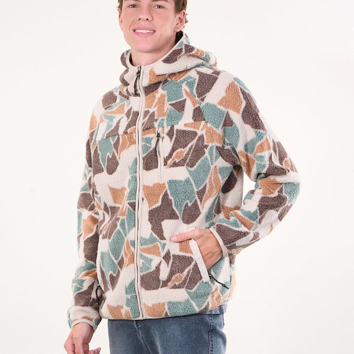 POLEMIC - Poleron Mini sherpa full cierre y gorro Crudo wi8312 Polemic