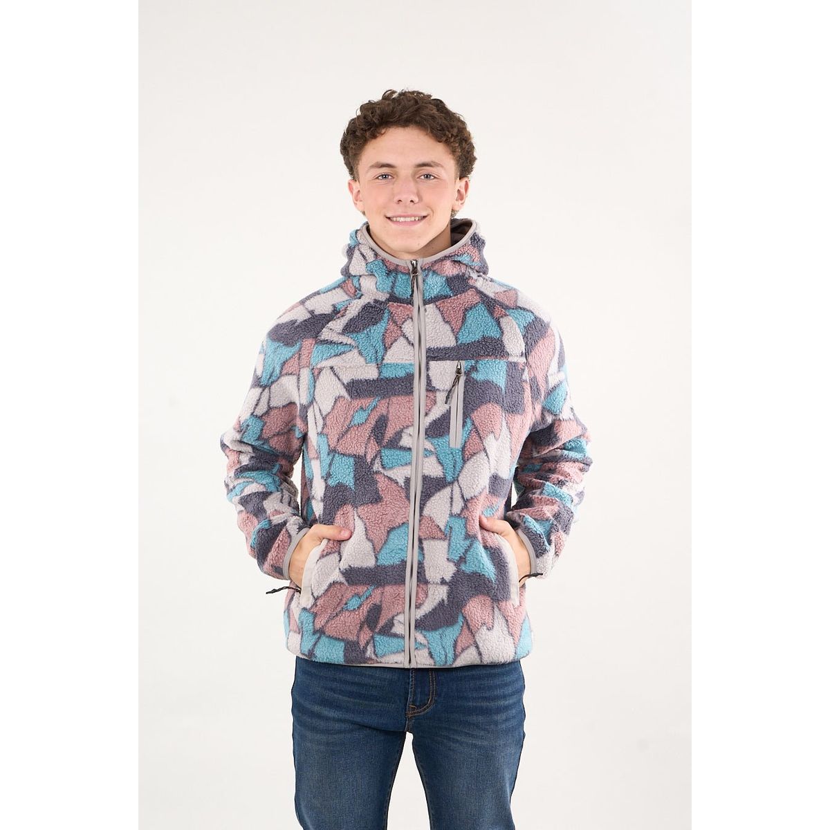 POLEMIC - Poleron Mini sherpa full cierre y gorro Azul wi8312 Polemic.