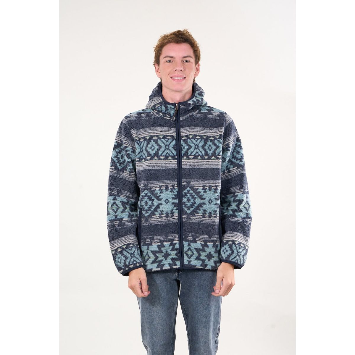 POLEMIC - Poleron Mini sherpa full cierre y gorro Azul wi8313 Polemic